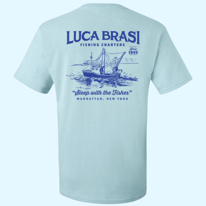 Luca Brasi Fishing Charters Sleep With The Fisher Printed Men's T-shirt