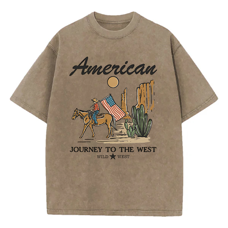 American Journey To The West Wild West Unisex Washed T-Shirt