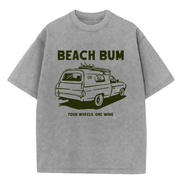 Washed T-Shirt | Beach Bum Four Wheels One Wave Washed TEE