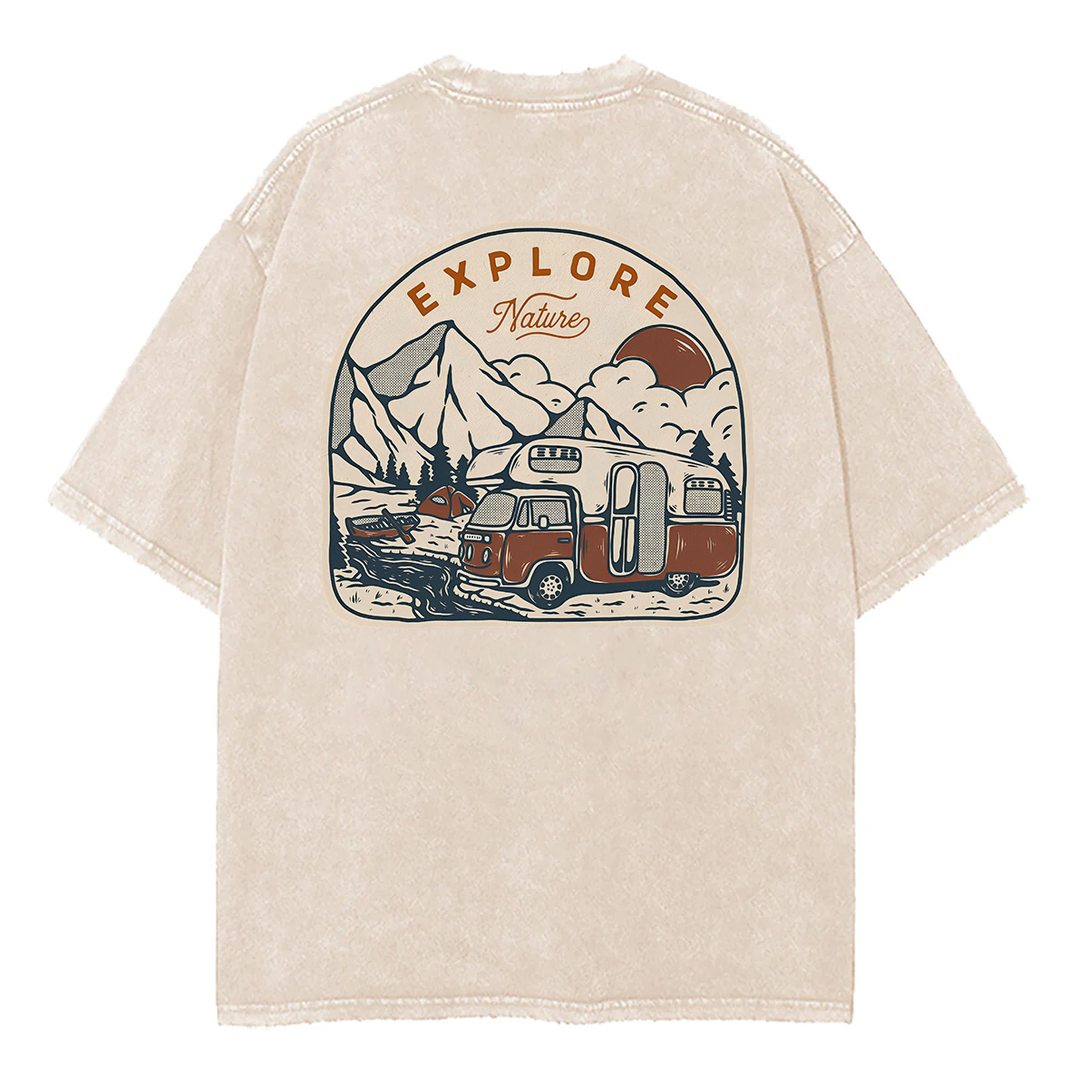 Explore Nature Unisex Washed T-Shirt  (Back Sided)