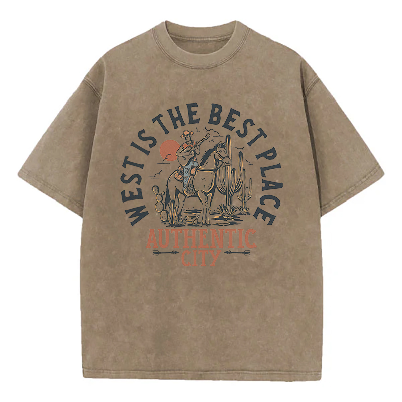 West Is The Best Place Authentic City Unisex Washed T-Shirt