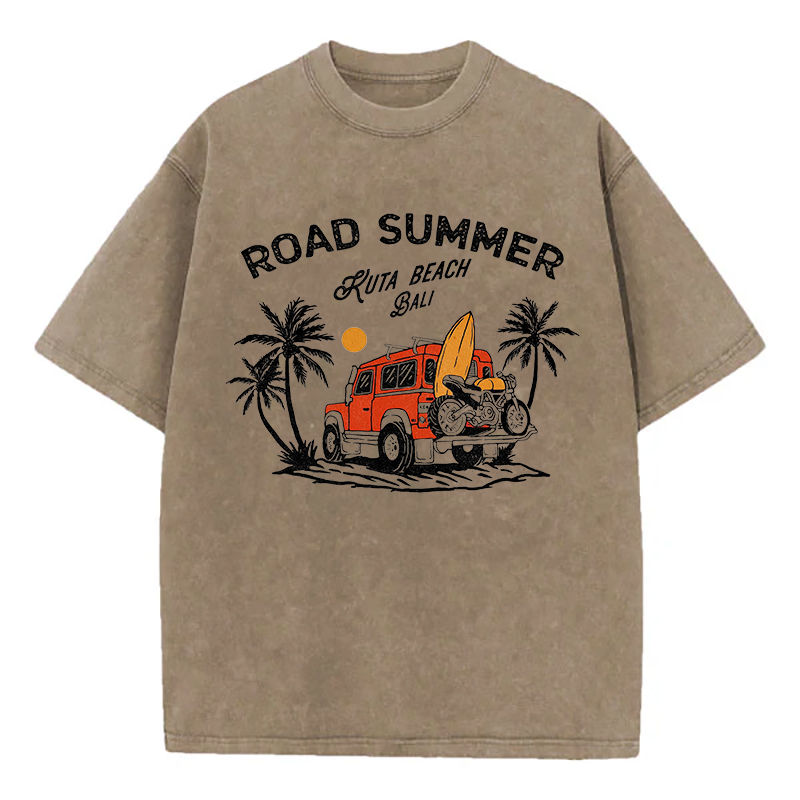 Road Summer Ruta Beach Bali Unisex Washed T-Shirt