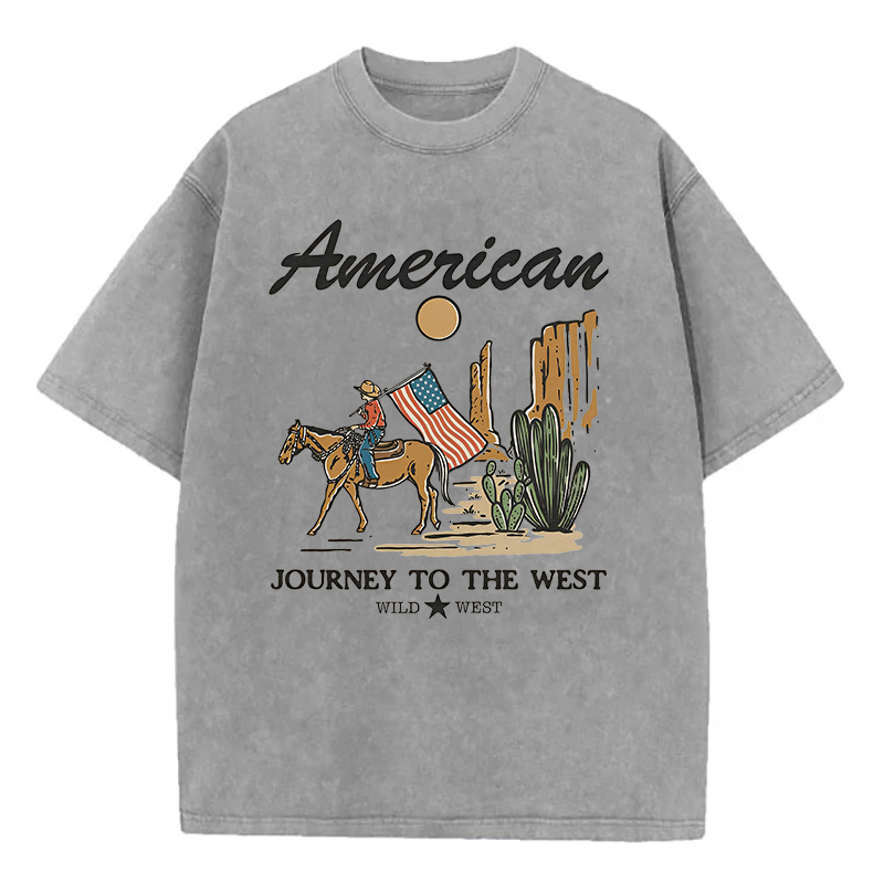 American Journey To The West Wild West Unisex Washed T-Shirt