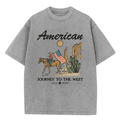 American Journey To The West Wild West Unisex Washed T-Shirt