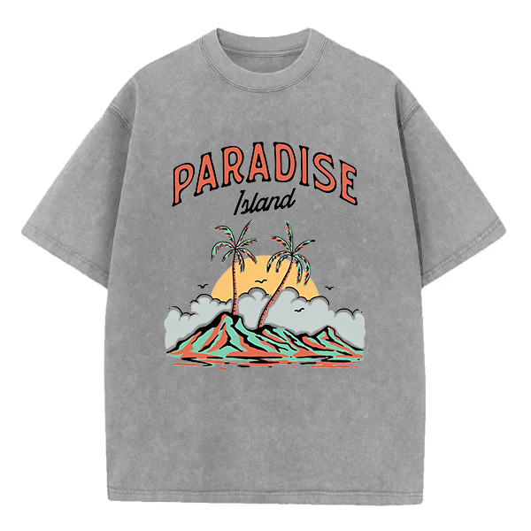 Washed T-Shirt | Paradise Island  Unisex Fit Washed TEE