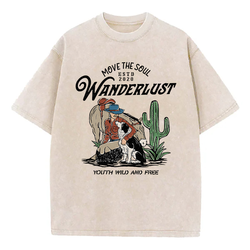 Move The Soul  Wanderlust Youth Wild And Free Unisex Washed T-Shirt