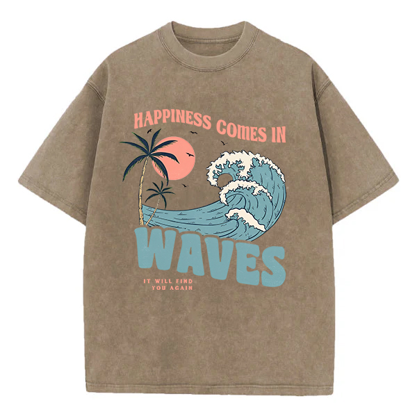 Washed T-Shirt | Happiness Comes In Unisex Fit Washed TEE