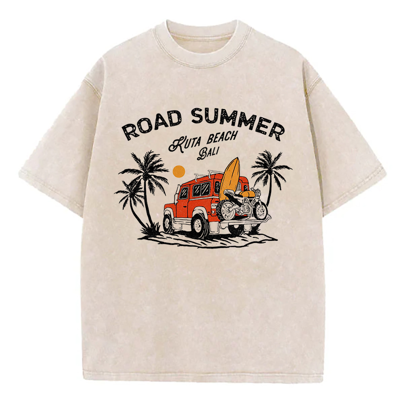 Road Summer Ruta Beach Bali Unisex Washed T-Shirt