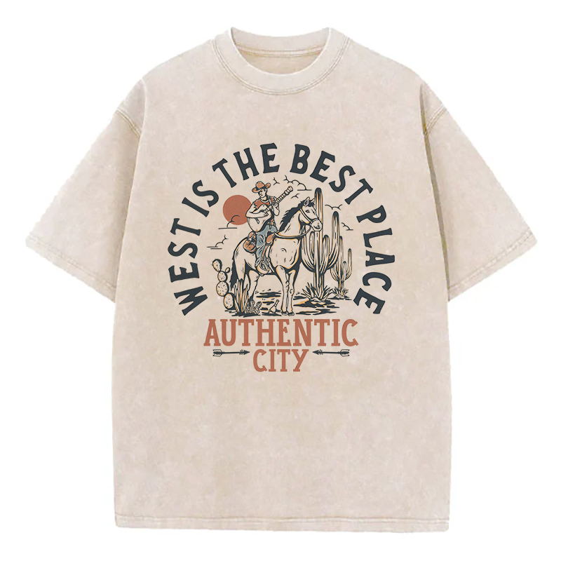 West Is The Best Place Authentic City Unisex Washed T-Shirt