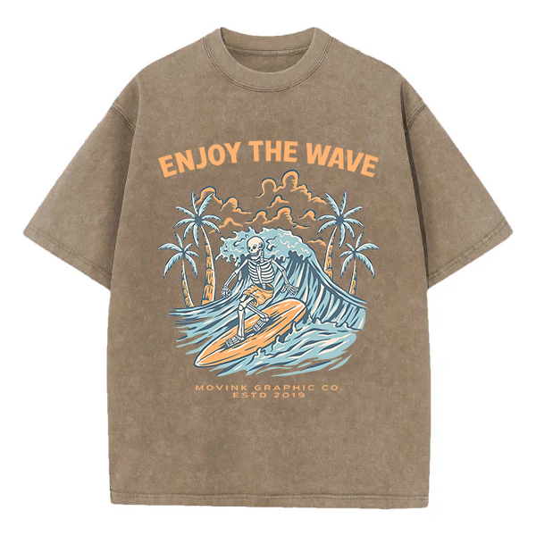 Washed T-Shirt | Enjoy The Wave Unisex Fit Washed TEE