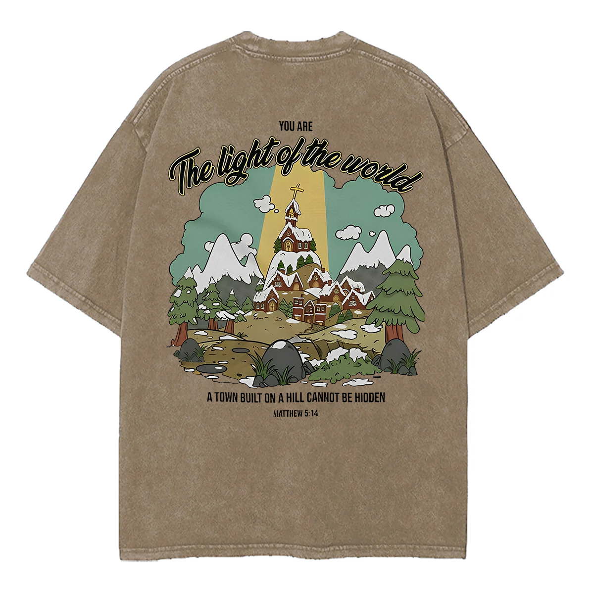 Washed T-Shirt | You Are The Light Of The World Unisex Fit Washed TEE (Back Side)