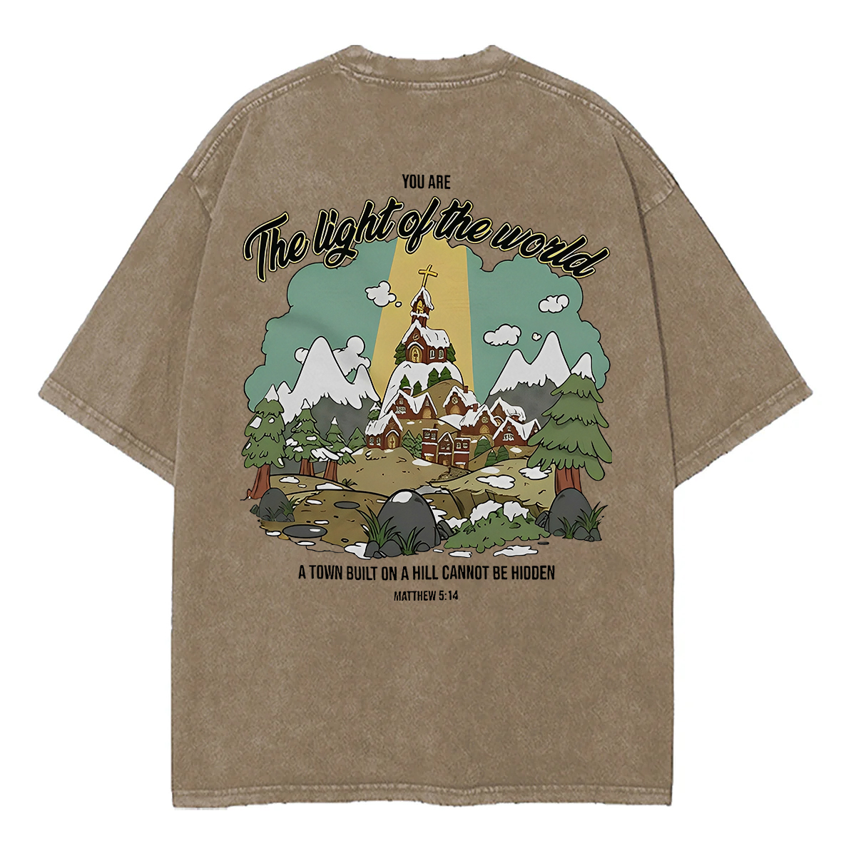 Washed T-Shirt | You Are The Light Of The World Unisex Fit Washed TEE (Back Side)