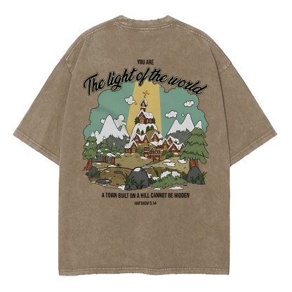 Washed T-Shirt | You Are The Light Of The World Unisex Fit Washed TEE (Back Side)