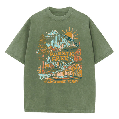 Washed T-Shirt | Plastic Free National Parks Unisex Fit Washed TEE