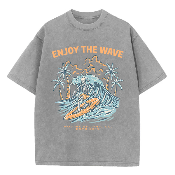 Washed T-Shirt | Enjoy The Wave Unisex Fit Washed TEE