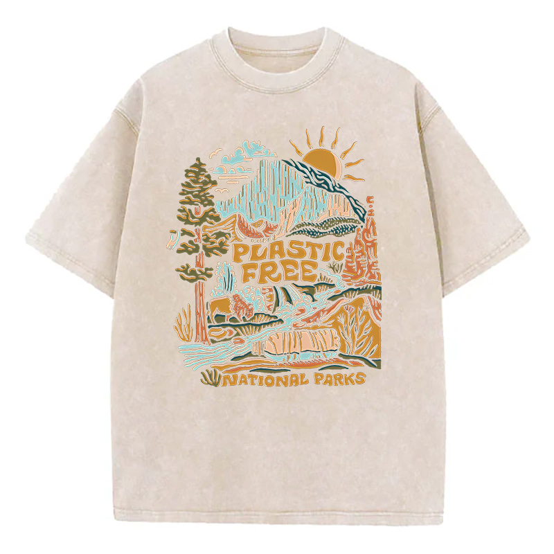 Washed T-Shirt | Plastic Free National Parks Unisex Fit Washed TEE