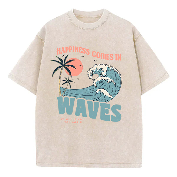Washed T-Shirt | Happiness Comes In Unisex Fit Washed TEE