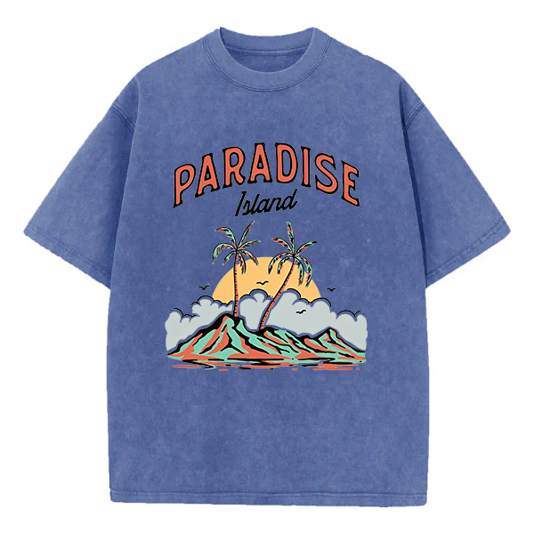 Washed T-Shirt | Paradise Island  Unisex Fit Washed TEE