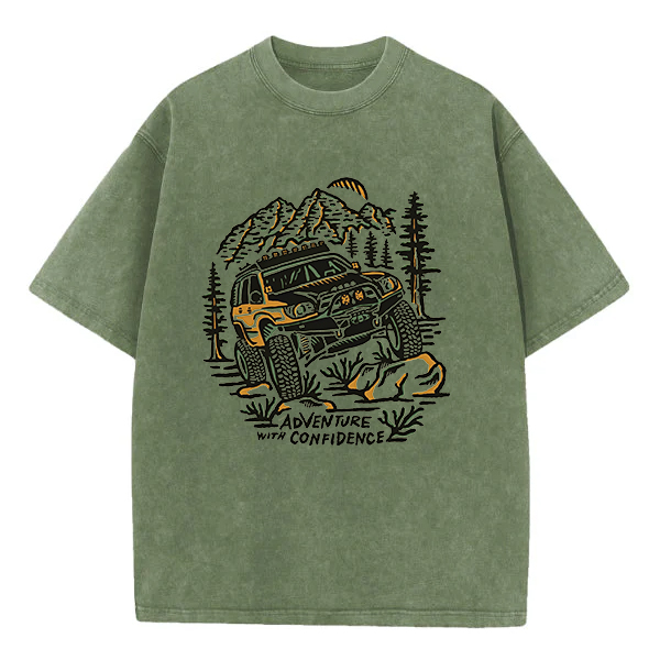 Washed T-Shirt | Adventure With Confidence Unisex Fit Washed TEE
