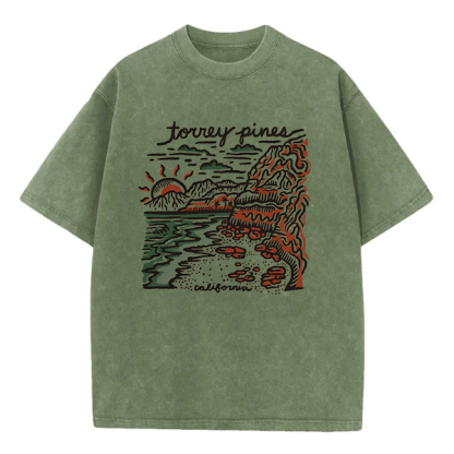 Washed T-Shirt | Torrey Pines California Unisex Fit Washed TEE