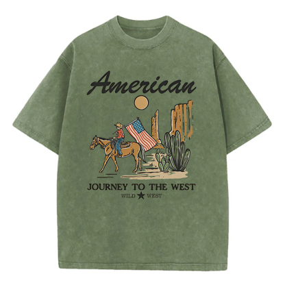 American Journey To The West Wild West Unisex Washed T-Shirt