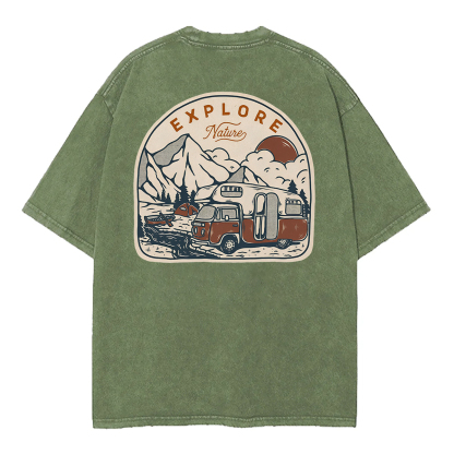 Explore Nature Unisex Washed T-Shirt  (Back Sided)