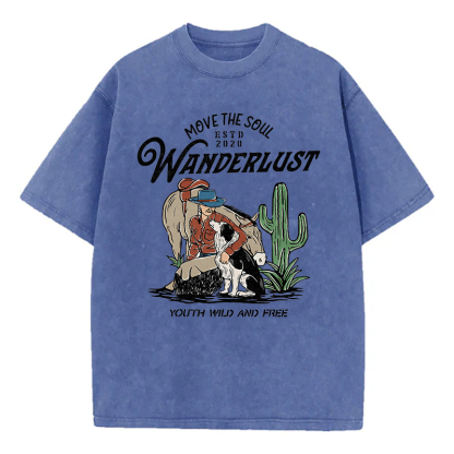 Move The Soul  Wanderlust Youth Wild And Free Unisex Washed T-Shirt