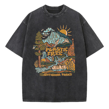 Washed T-Shirt | Plastic Free National Parks Unisex Fit Washed TEE