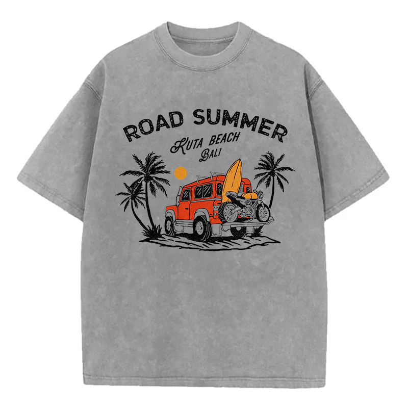 Road Summer Ruta Beach Bali Unisex Washed T-Shirt