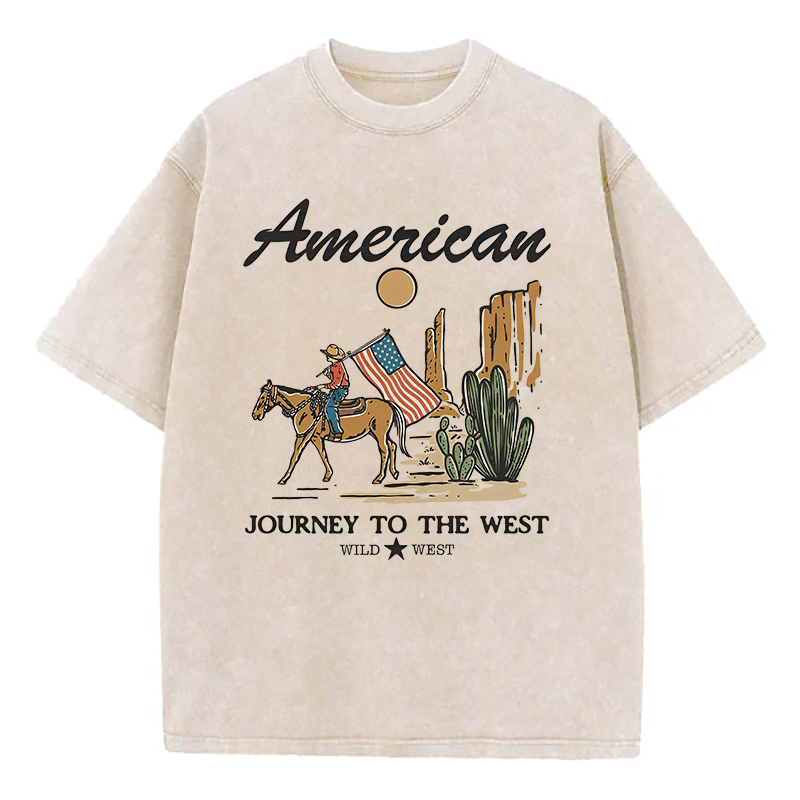 American Journey To The West Wild West Unisex Washed T-Shirt