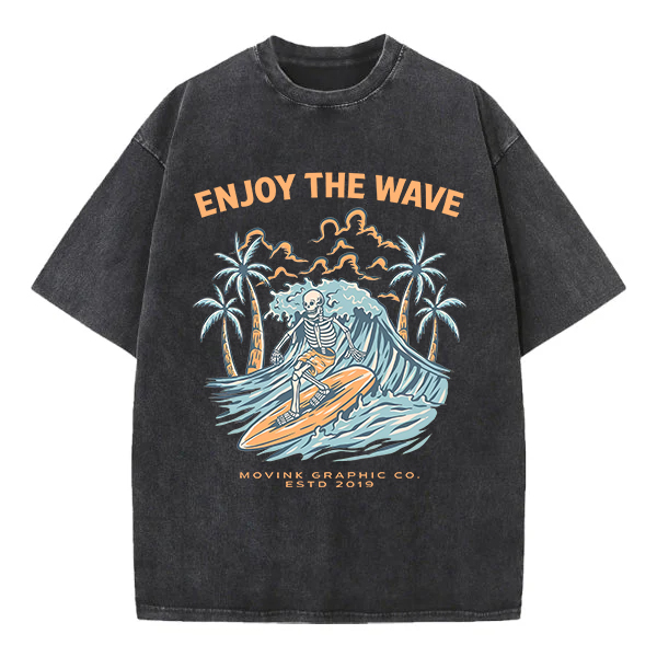 Washed T-Shirt | Enjoy The Wave Unisex Fit Washed TEE
