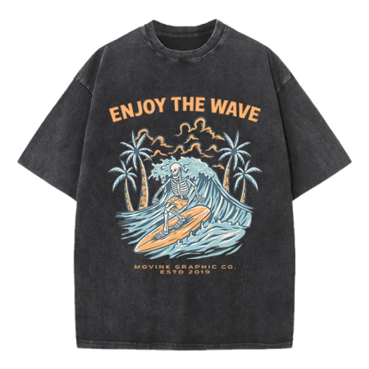 Washed T-Shirt | Enjoy The Wave Unisex Fit Washed TEE