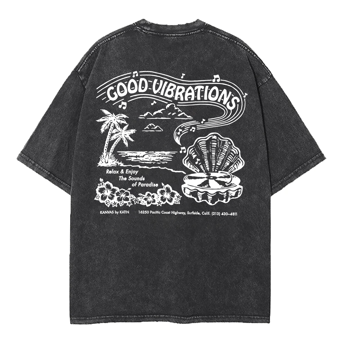 Washed T-Shirt | Good Vibrations Unisex Fit Washed TEE (Double-Sided)
