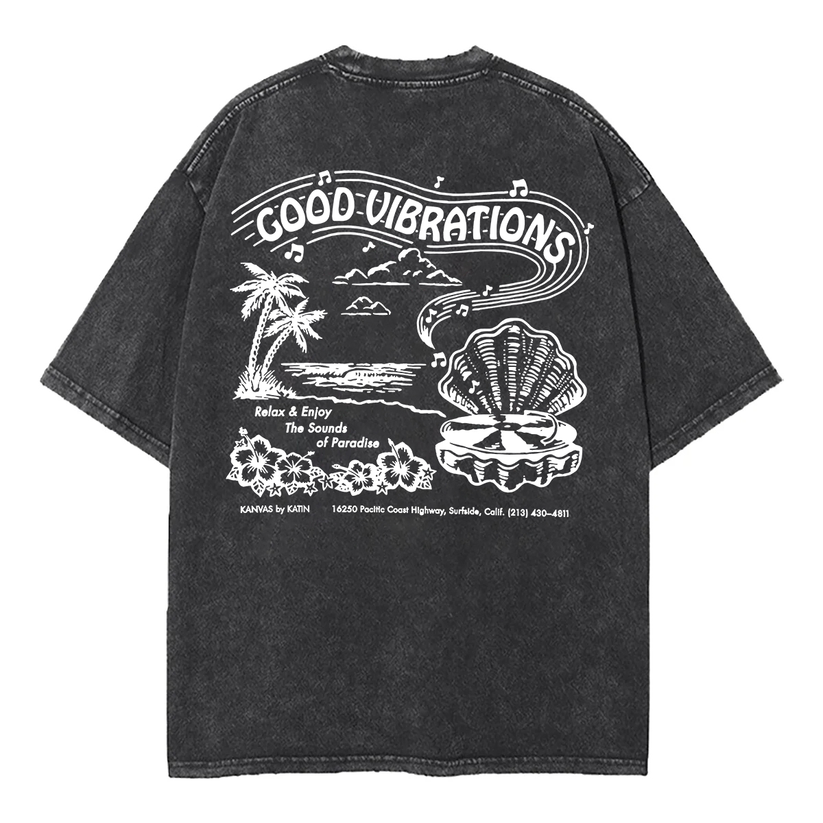 Washed T-Shirt | Good Vibrations Unisex Fit Washed TEE (Double-Sided)