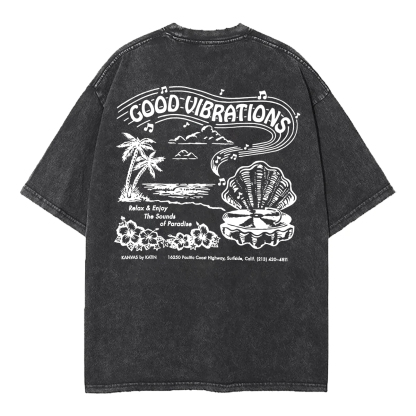 Washed T-Shirt | Good Vibrations Unisex Fit Washed TEE (Double-Sided)