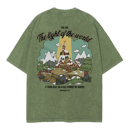 Washed T-Shirt | You Are The Light Of The World Unisex Fit Washed TEE (Back Side)