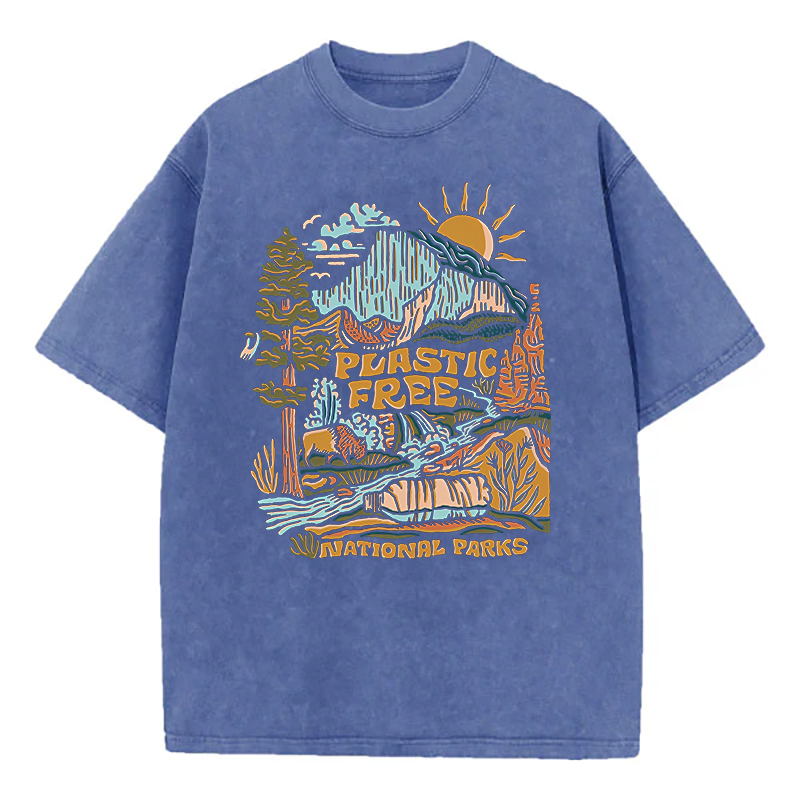 Washed T-Shirt | Plastic Free National Parks Unisex Fit Washed TEE