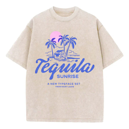 Washed T-Shirt | Tequila Sunrise Unisex Fit Washed TEE