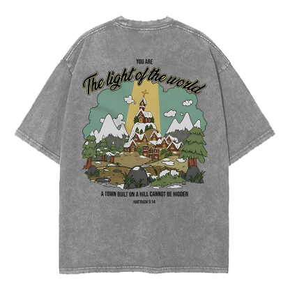 Washed T-Shirt | You Are The Light Of The World Unisex Fit Washed TEE (Back Side)