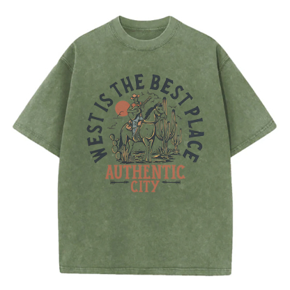 West Is The Best Place Authentic City Unisex Washed T-Shirt