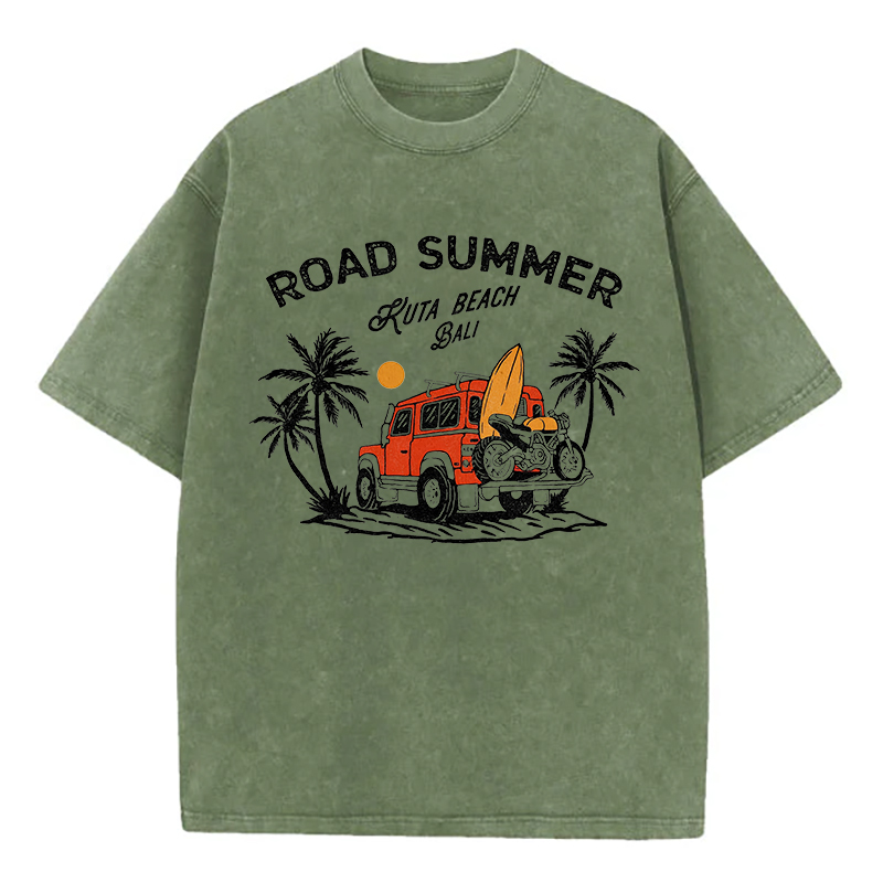 Road Summer Ruta Beach Bali Unisex Washed T-Shirt