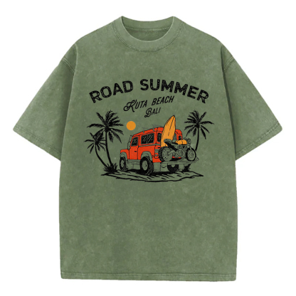 Road Summer Ruta Beach Bali Unisex Washed T-Shirt