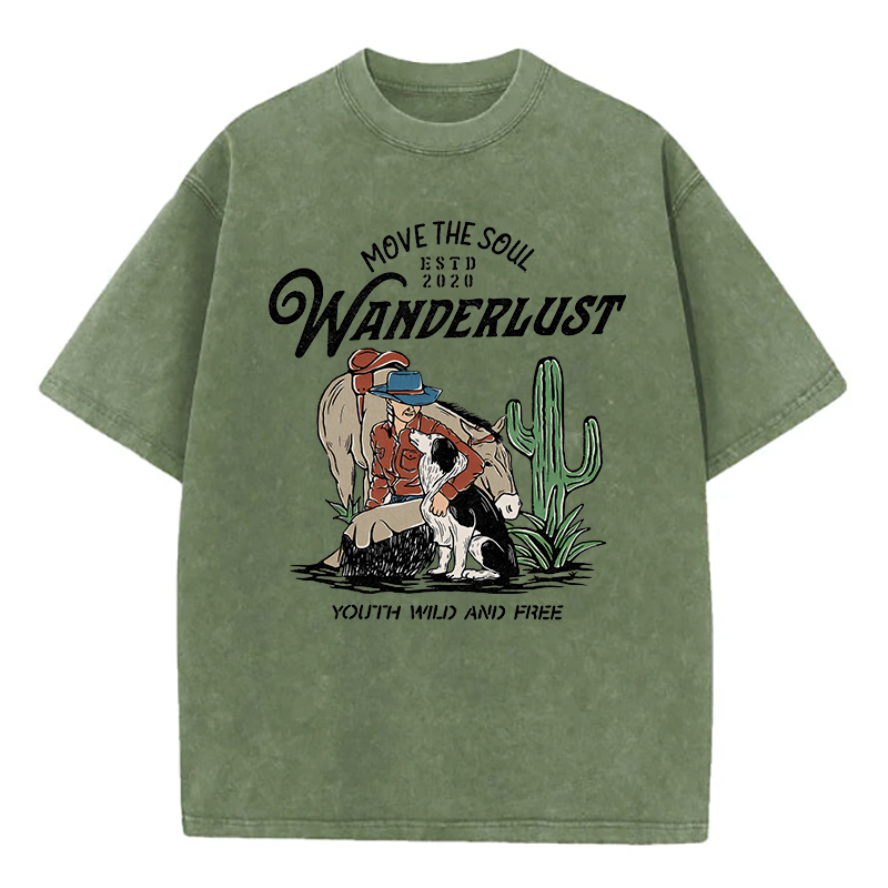 Move The Soul  Wanderlust Youth Wild And Free Unisex Washed T-Shirt