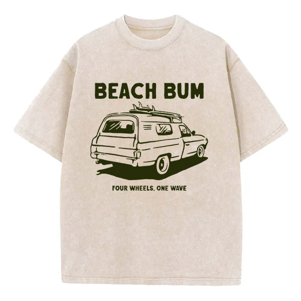 Washed T-Shirt | Beach Bum Four Wheels One Wave Washed TEE
