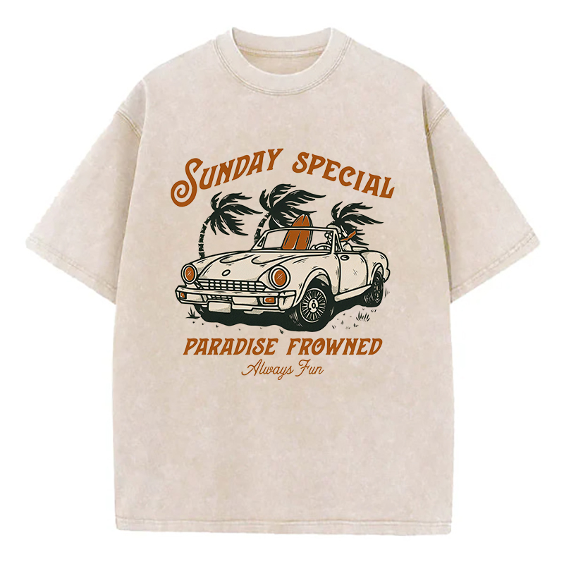 Sunday Special Paradise Frowned Always Fun Unisex Washed T-Shirt