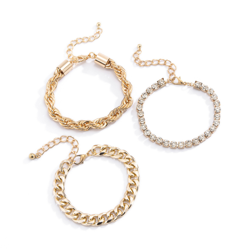Twist chain with diamond all-match fashion bracelet set