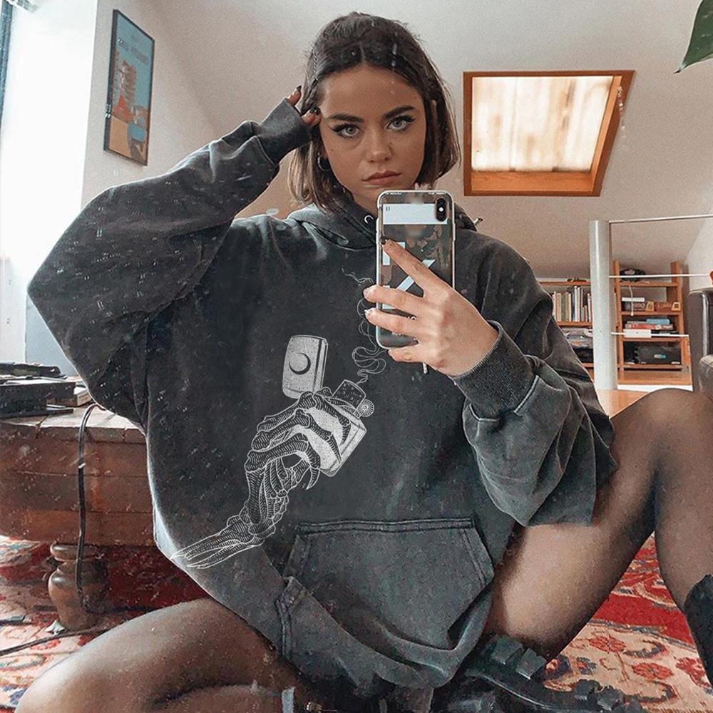 Skull hand print hoodie