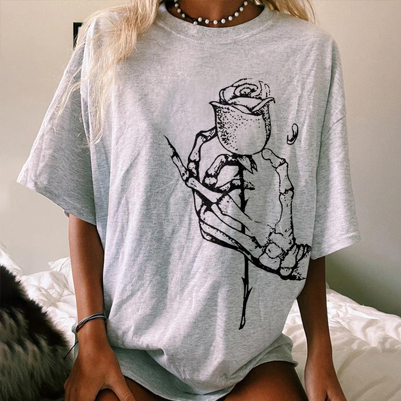 Skeleton Hand Holding A Rose T-shirt