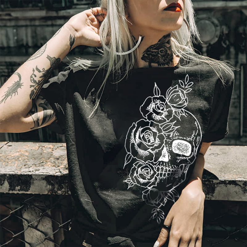 Skull And Flower T-shirt