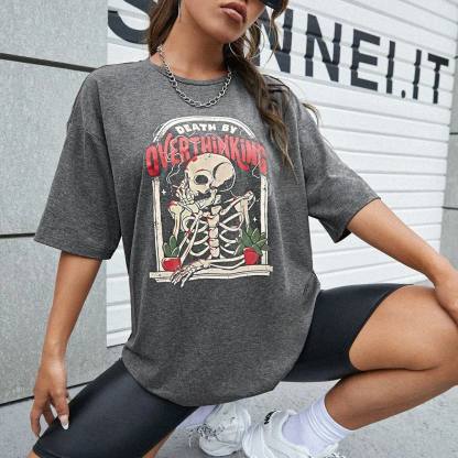 Death by overthinking Skeleton Printed T-shirt